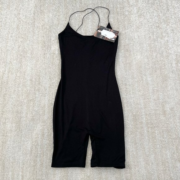 naked wardrobe Pants - NWT Naked Wardrobe Scoop Em Up Black Bodycon Romper S